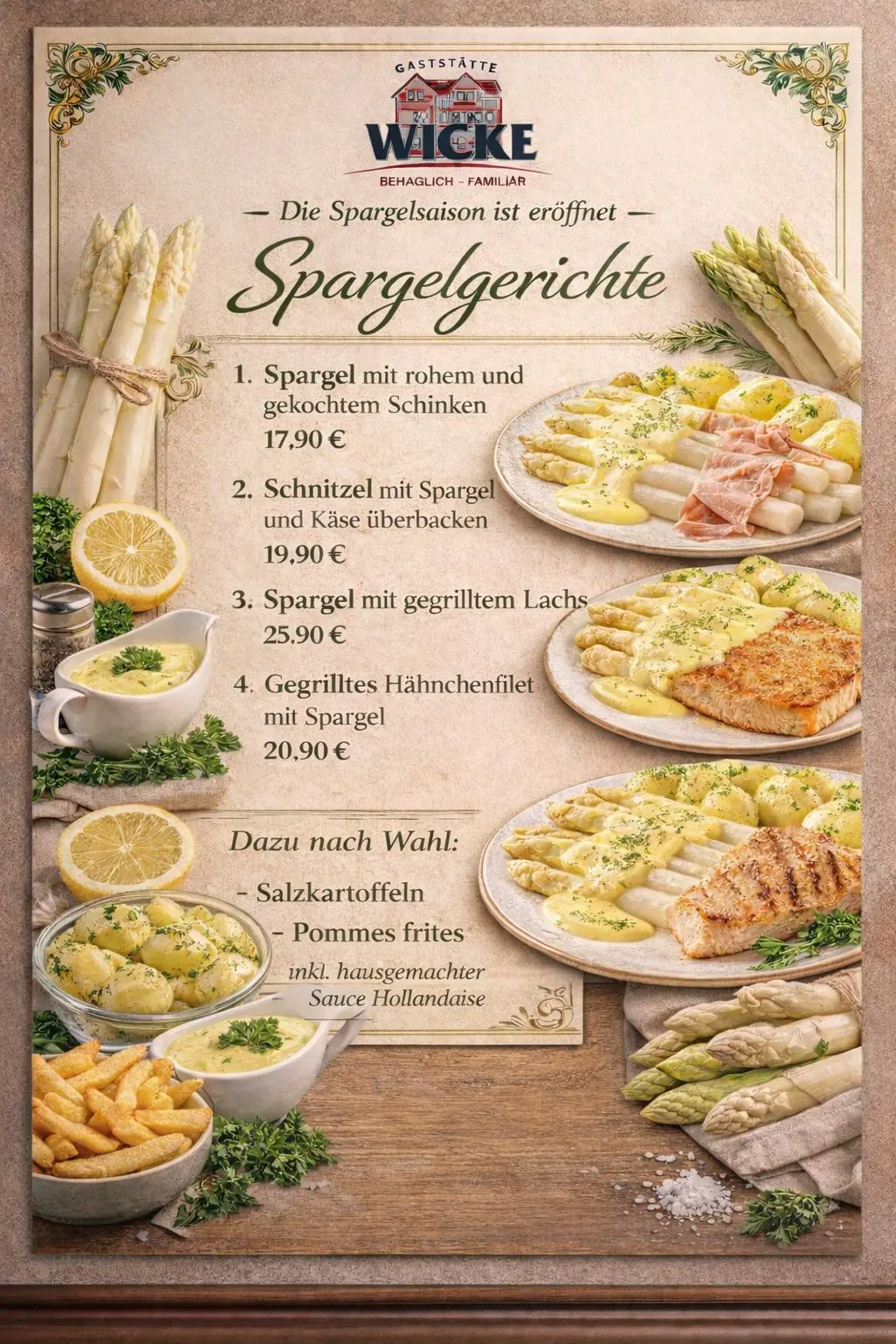 Aktuelle Ankündigung der Gaststätte Wicke